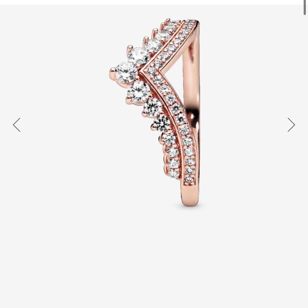 Pandora 14k Rose Gold Plated Princess Wishbone Ring